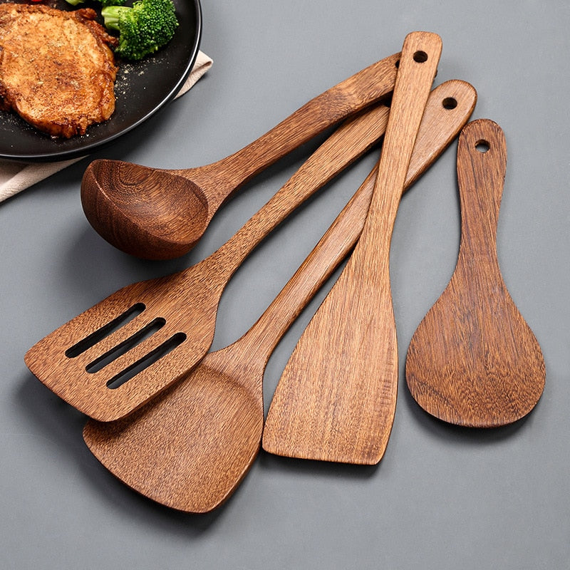 Non-Stick Wooden Cooking Spatula Set